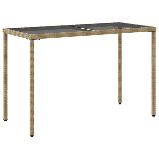 PANGIVO - Table de jardin poly rotin beige avec verre trempé 115 x 54 x 74 cm - PANGIVO - Image 6