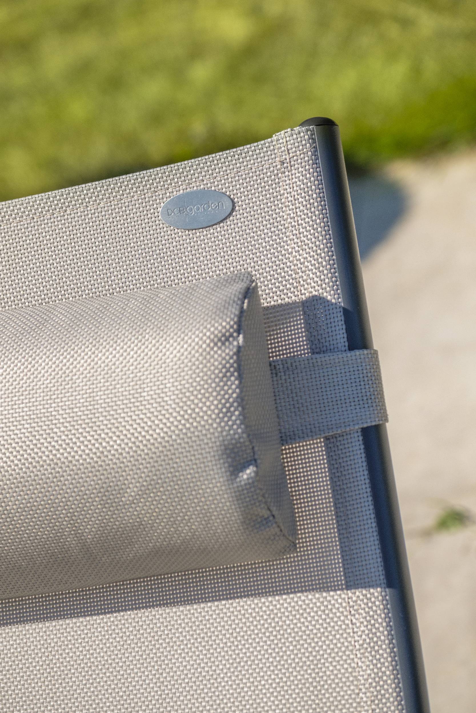 Dcb Garden - Lot de 2 bains de soleil en aluminium et toile plastifiéee - Gris clair - CL76 - Image 3