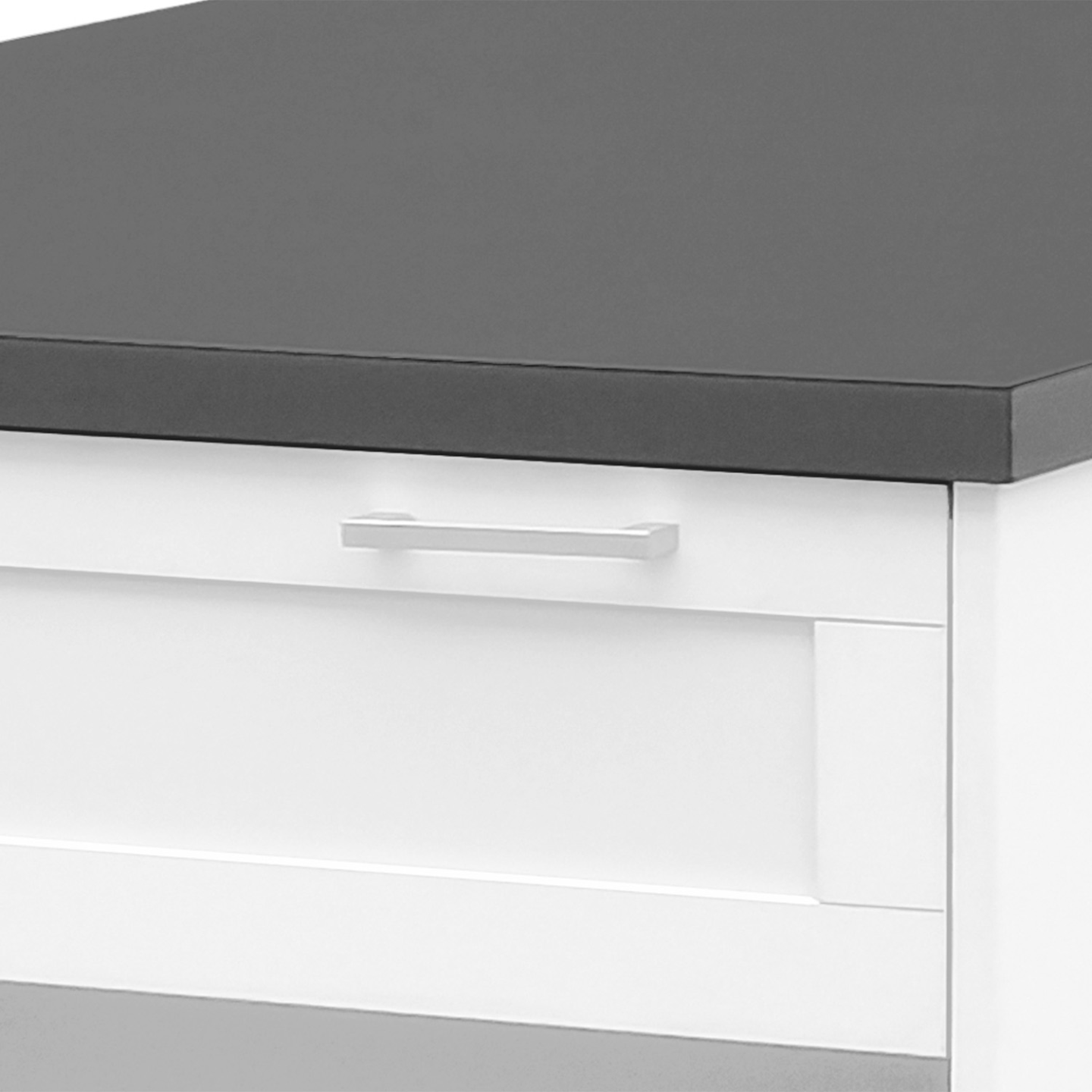 Ilot central mange-debout 4 personnes VITO 130 cm blanc et plateau gris - Image 5