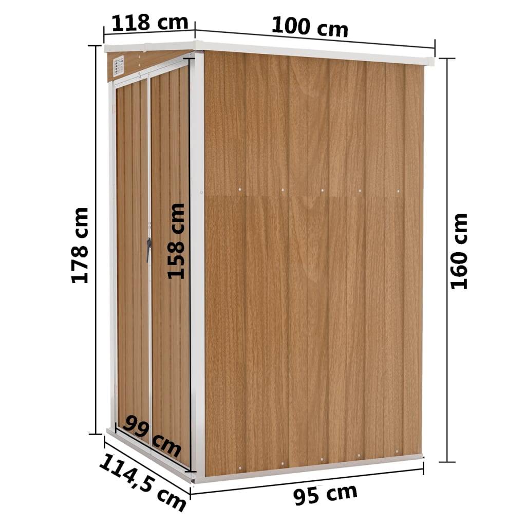 Helloshop26 - Remise de jardin murale 118 x 100 x 178 cm acier galvanisé marron - Image 6