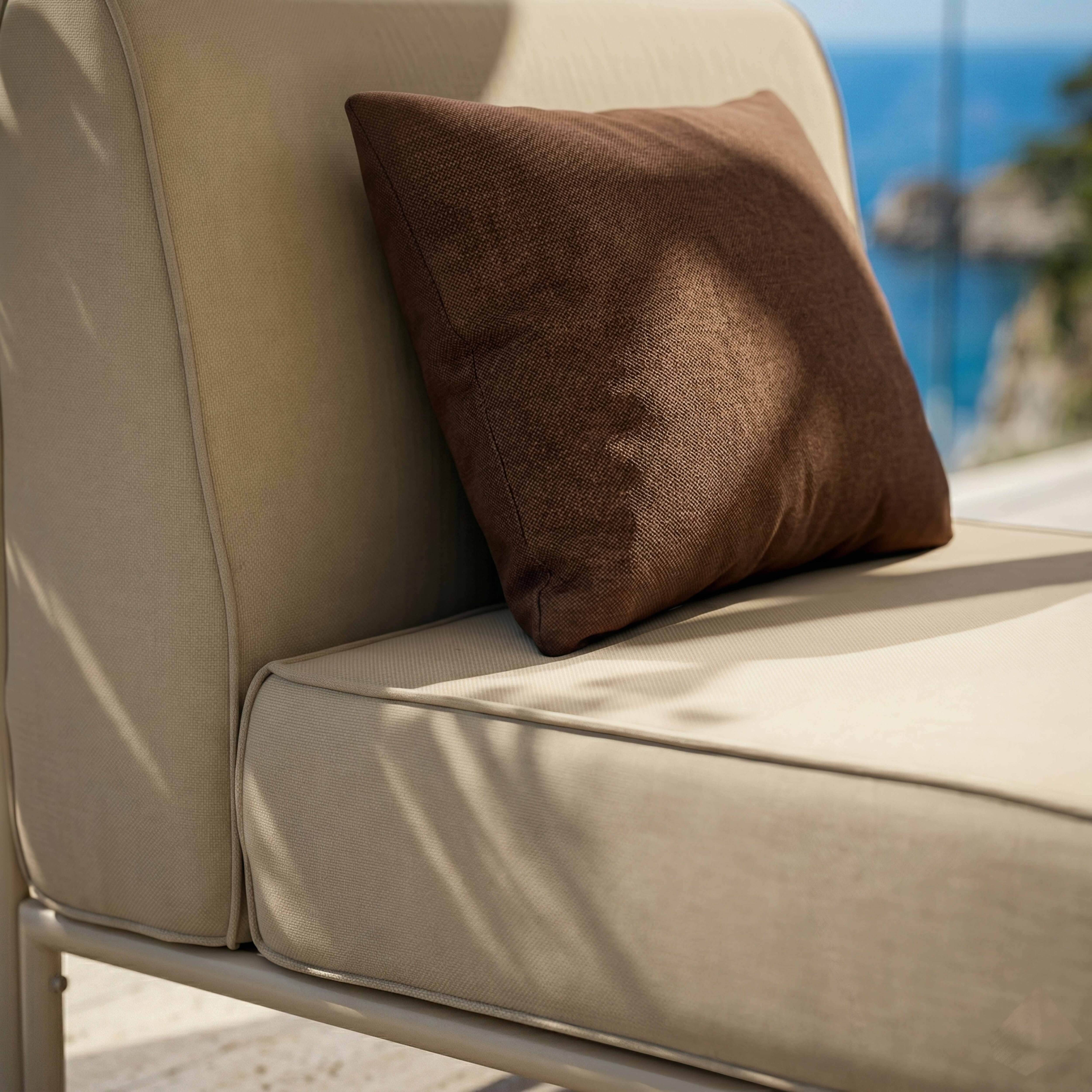 Oviala - Méridienne pour salon de jardin modulable en tissu beige Patio - Oviala - Image 5