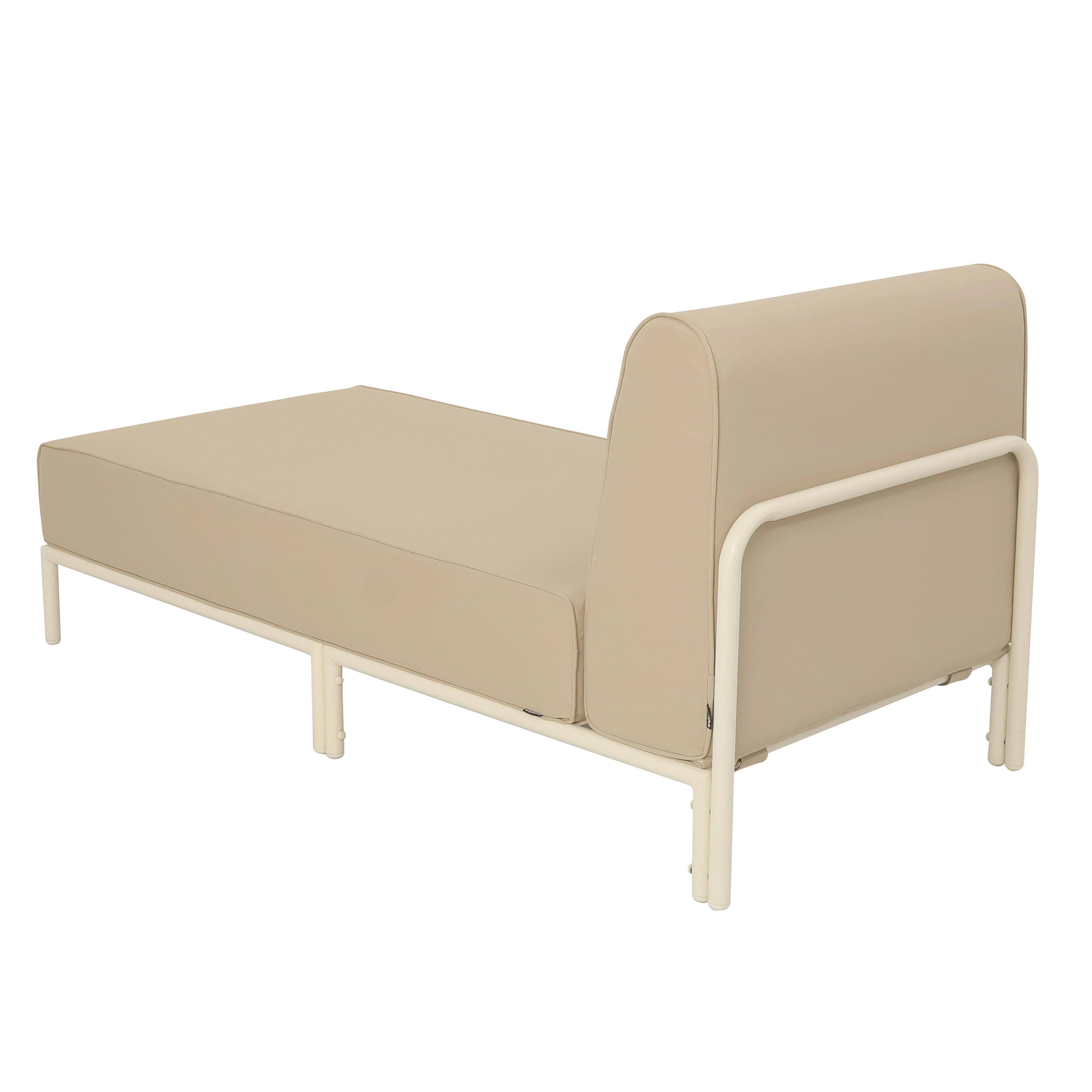 Oviala - Méridienne pour salon de jardin modulable en tissu beige Patio - Oviala - Image 6
