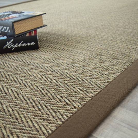 Decoweb - Tapis Sisal - Nairobi chevron - Ganse coton marron - 250 x 350 cm - Decoweb - Image 2