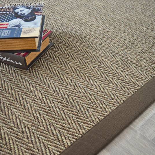 Decoweb - Tapis Sisal - Nairobi chevron - Ganse coton marron - 250 x 350 cm - Decoweb - Image 1