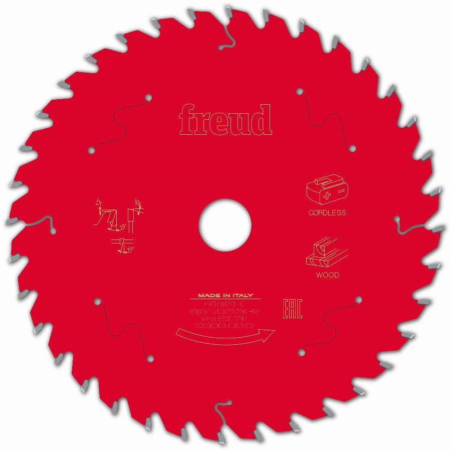Lame pour scie circulaire portative sans fil FREUD - Ø165 1,45/1 AL20 Z36 BA 15° - F03FS10053 -FR07W011HC - Image 1