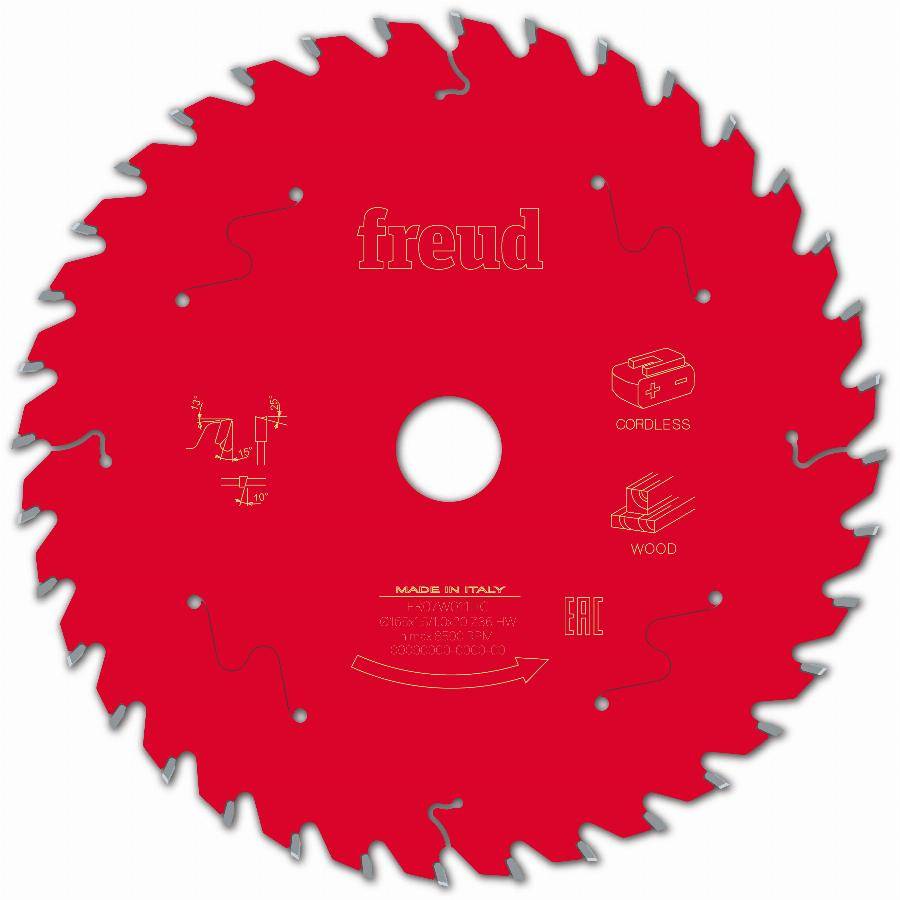 Lame pour scie circulaire portative sans fil FREUD - Ø165 1,45/1 AL20 Z36 BA 15° - F03FS10053 -FR07W011HC - Image 2
