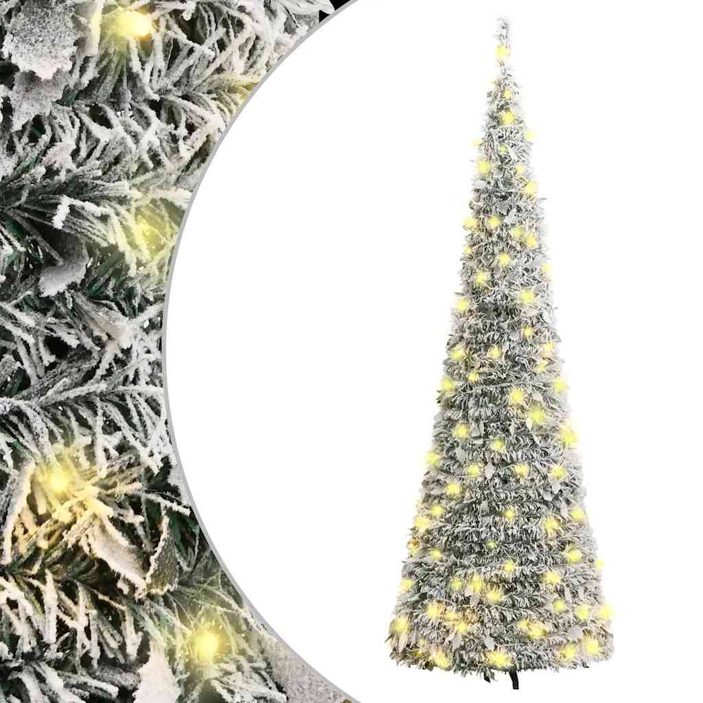 ComfortXL - Grand Sapin de Noël Escamotable Floconné Pré-éclairé 200 LED 210 cm – ComfortXL Outdoor Living