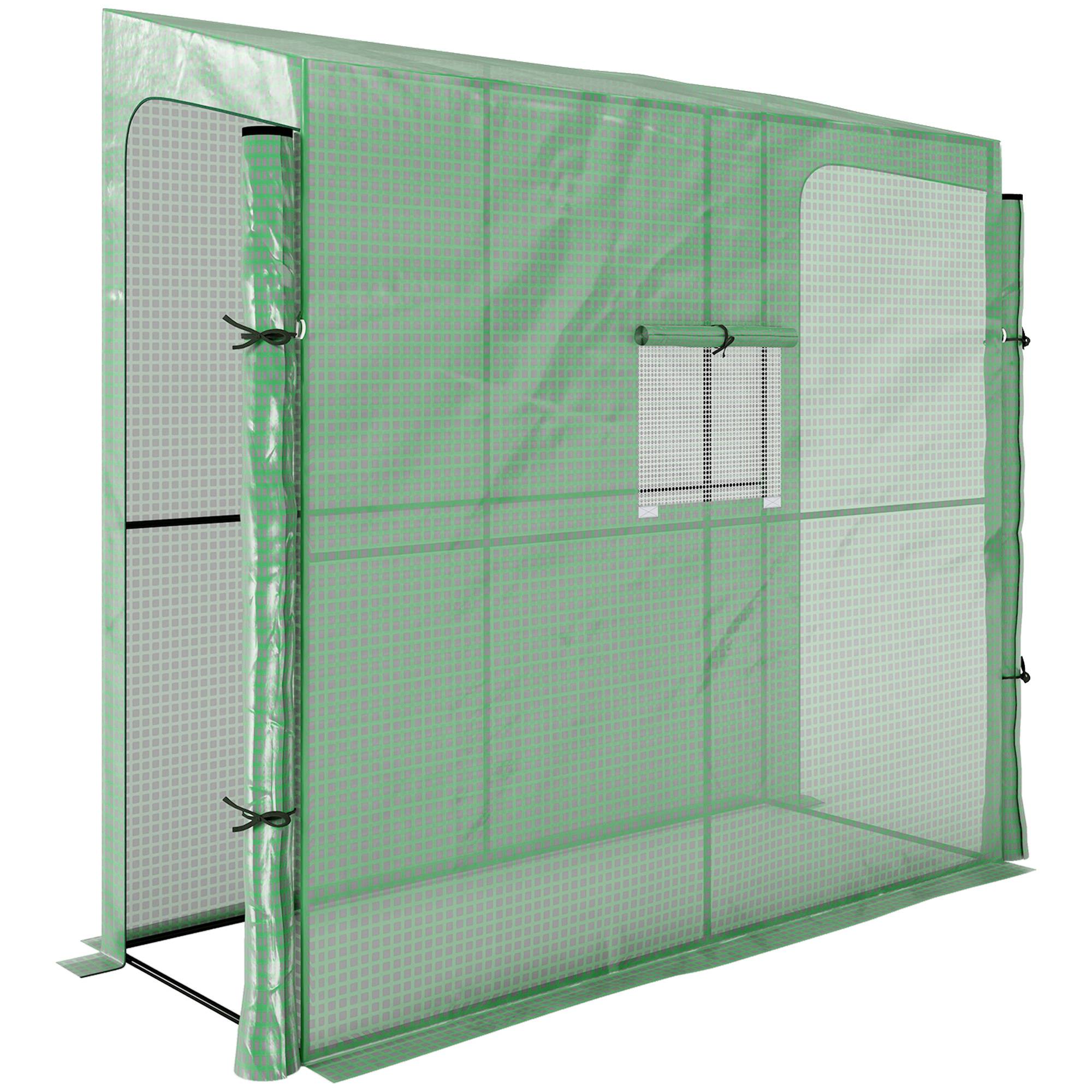 Sans Marque - Serre adossée châssis, portes enroulables, résistant, 200 x 80 x 200 cm, vert - Image 1