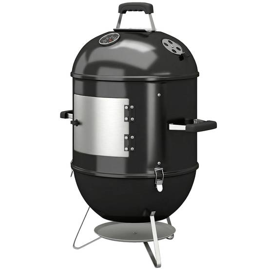 Fumoir barbecue 3 en 1 métal inox pour jardin cuisson lente polyvalente 91 cm noir - ComfortXL Outdoor Living - Image 2