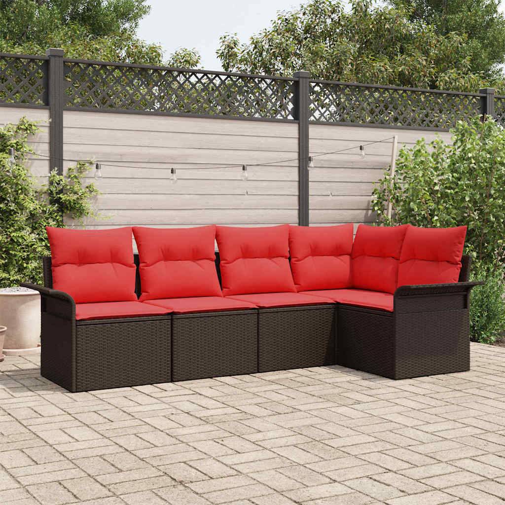 Vidaxl - Ensemble de canapé de jardin 5 pcs Marron polyrotin vidaXL 3345364 - Image 1