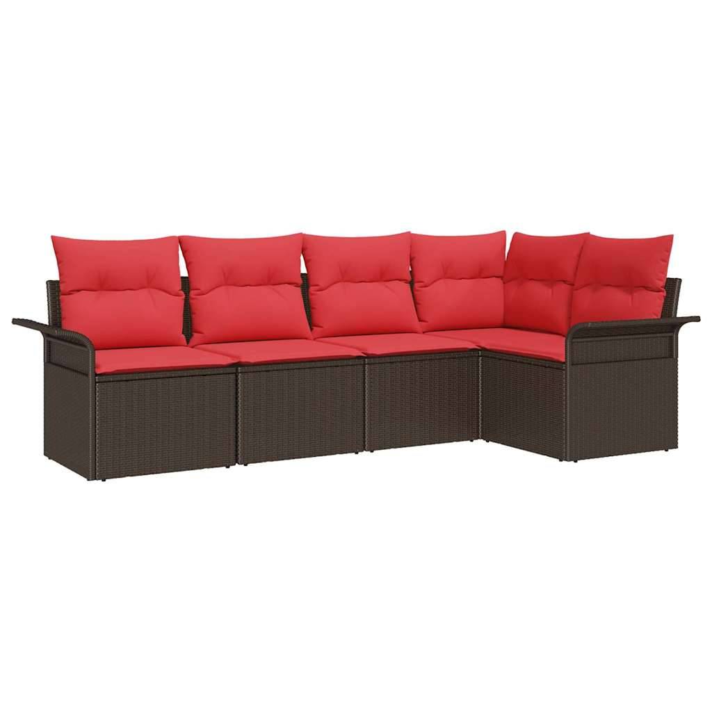 Vidaxl - Ensemble de canapé de jardin 5 pcs Marron polyrotin vidaXL 3345364 - Image 2