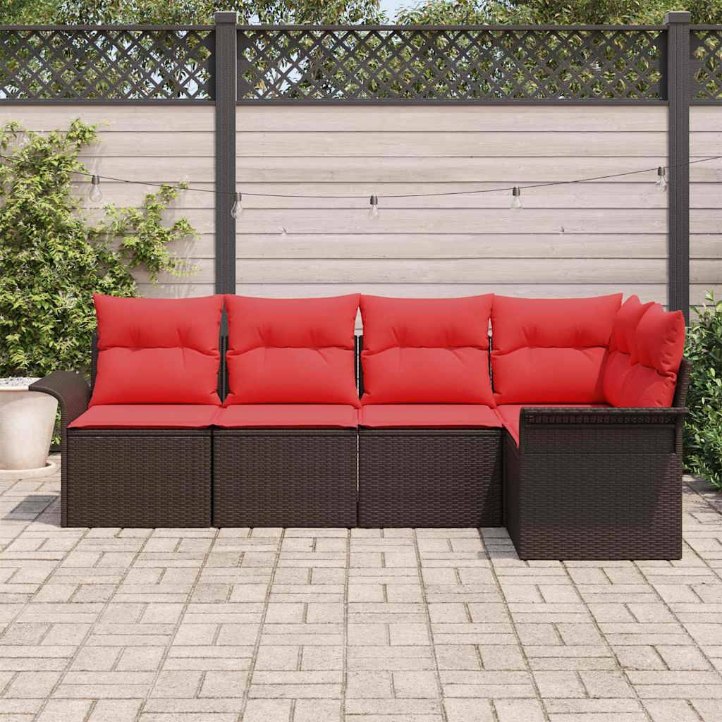 Vidaxl - Ensemble de canapé de jardin 5 pcs Marron polyrotin vidaXL 3345364 - Image 4