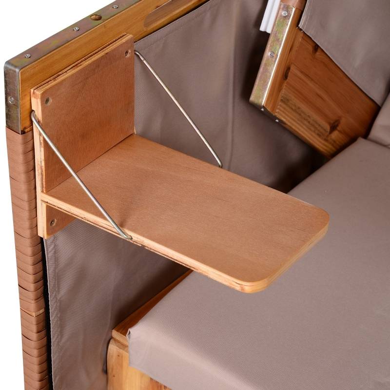 Cabine de plage 2 places bois et résine tressée jardin inclinable 118cm Beige - ComfortXL Outdoor Living - Image 8