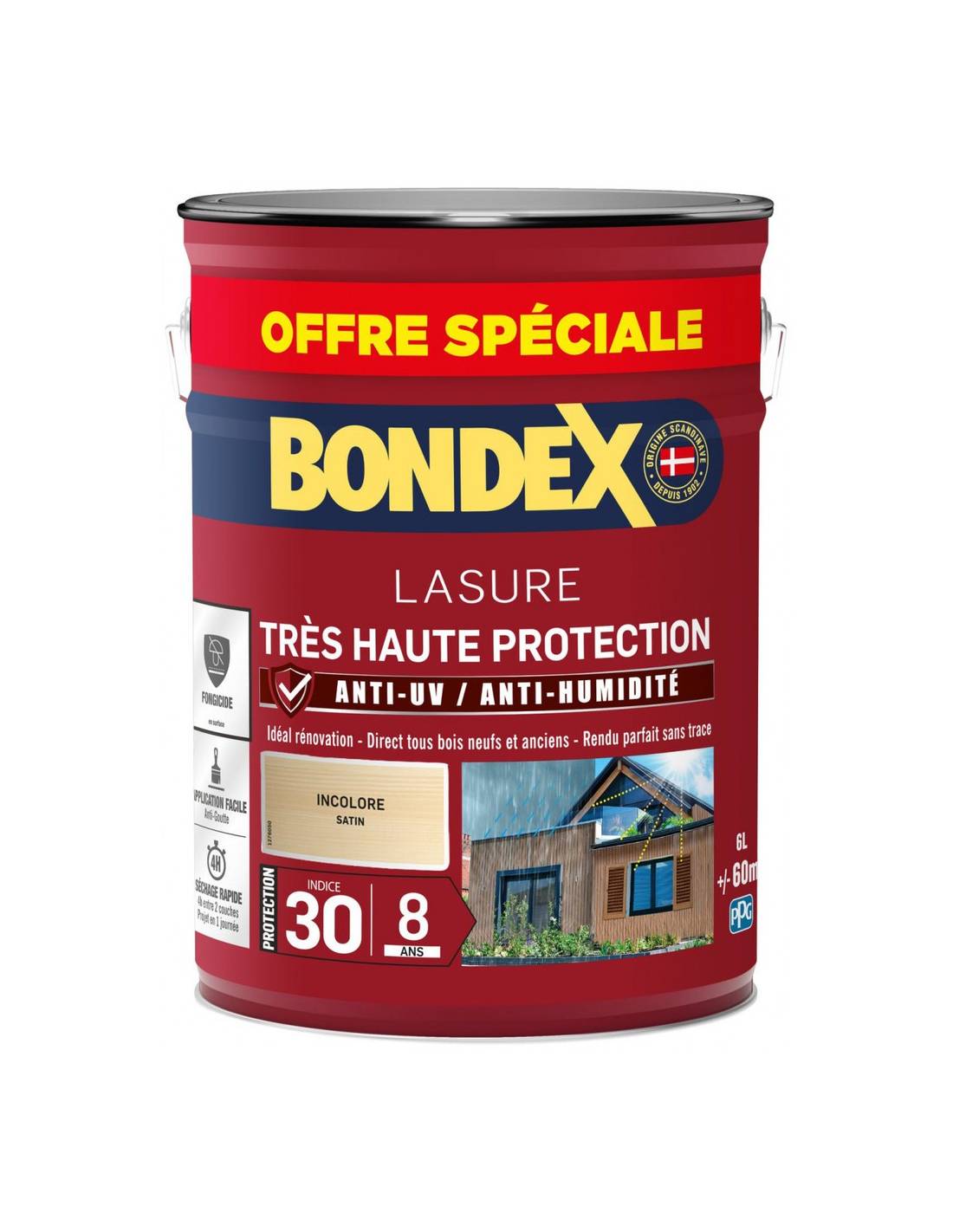Lasure 8ans Très Haute Protection Satiné Bidon 5l+20%gratuit