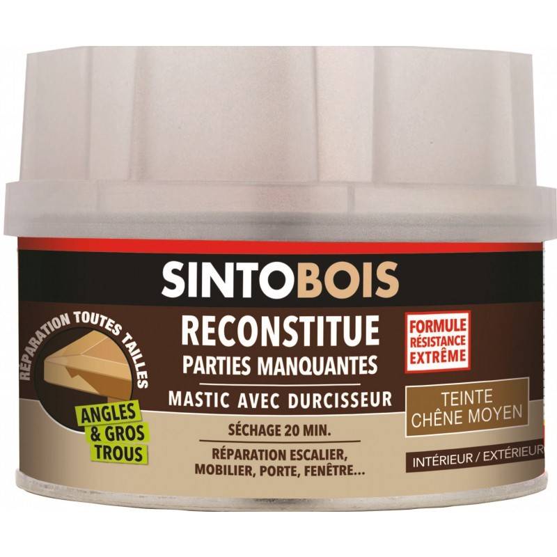 Mastic sans styrène SINTOBOIS chêne moyen 190g + 8g - SINTO - 33710 - Image 1