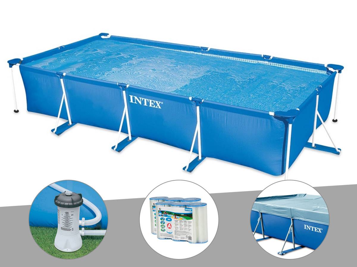 Kit piscine tubulaire rectangulaire Intex 4,50 x 2,20 x 0,84 m + Filtration à cartouche + 6 cartouches de filtration + Bâche de protection - Image 2