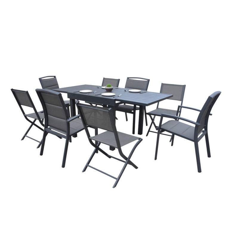 Wilsa Garden - Table Modulo 4/8 personnes structure et plateau en aluminium gris anthracite - Image 5