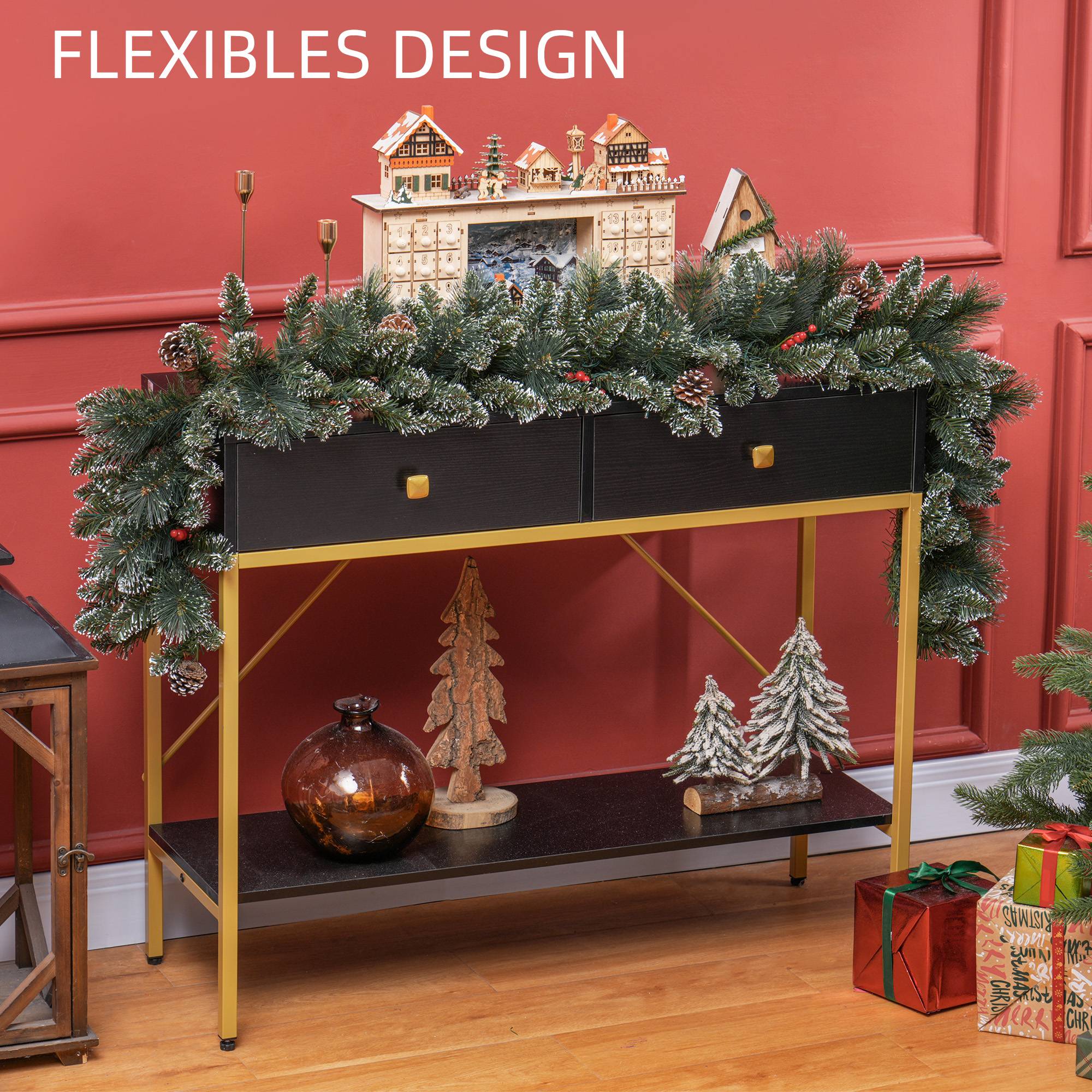 Guirlande de Noël artificielle de 1,8 m avec lumières, décoration florale, verte - Image 8
