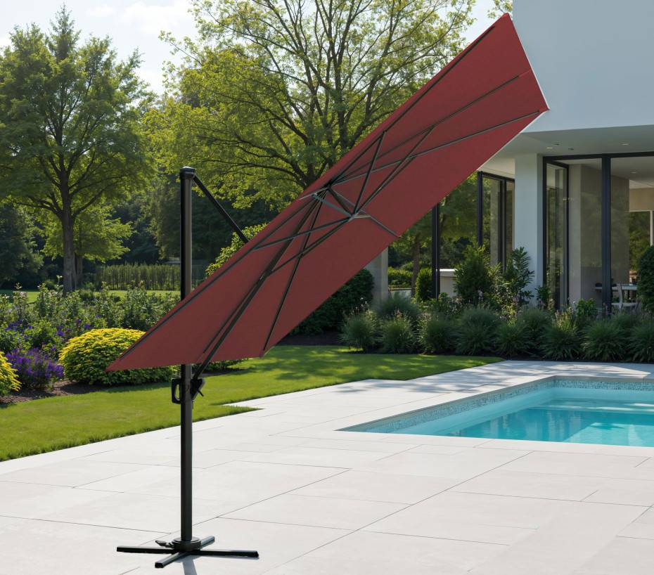 Parasol déporté 3x3m bordeaux SUNKING - Image 1