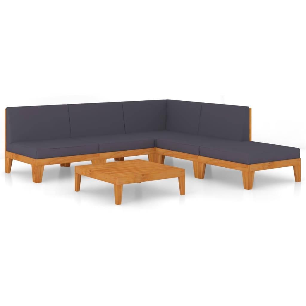 Helloshop26 - Salon de jardin meuble d'extérieur ensemble de mobilier 6 pièces avec coussins bois d'acacia solide - Image 1