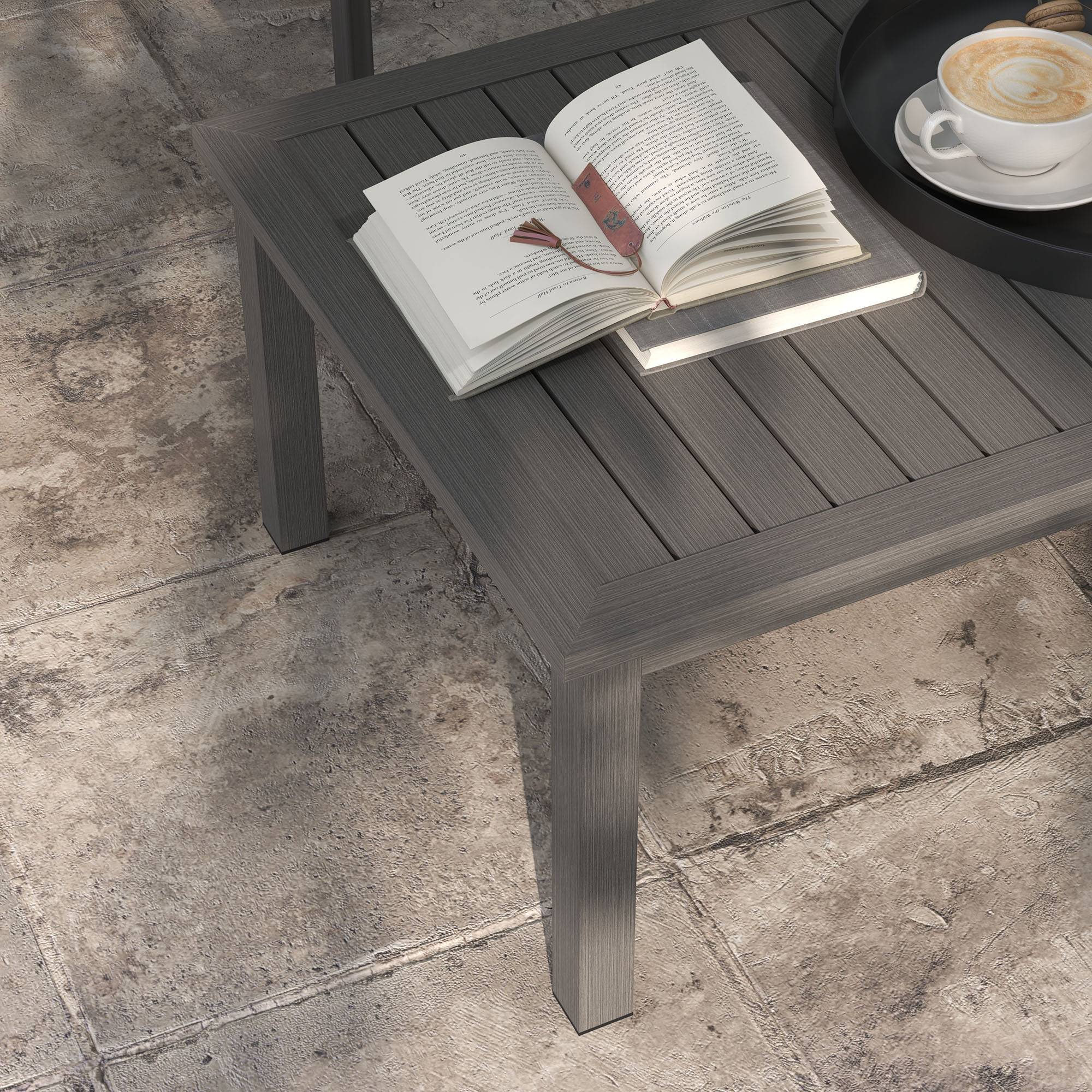 PANGIVO - Table basse de jardin aluminium marron 100 x 60 x 37 cm - PANGIVO - Image 9