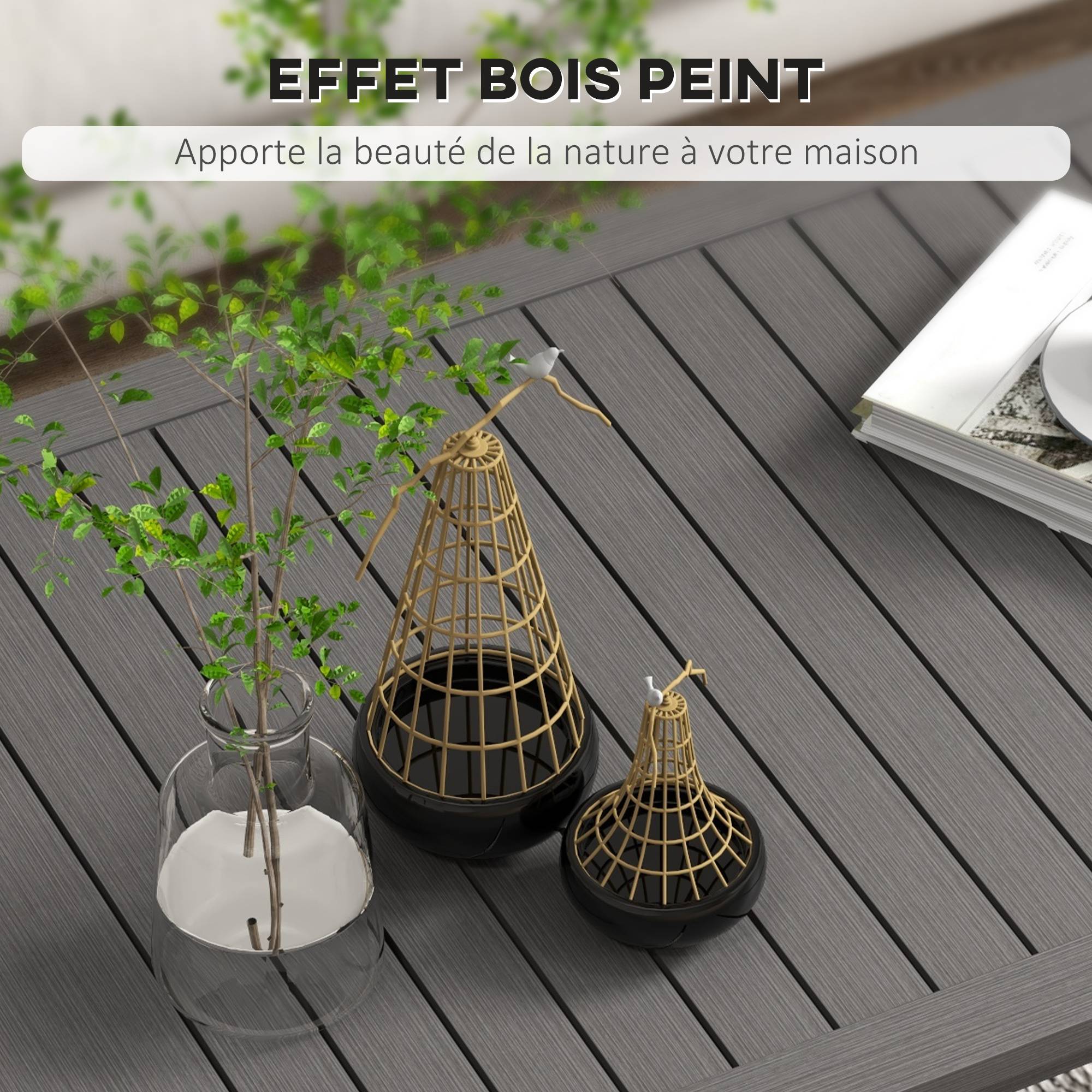 PANGIVO - Table basse de jardin aluminium marron 100 x 60 x 37 cm - PANGIVO - Image 6