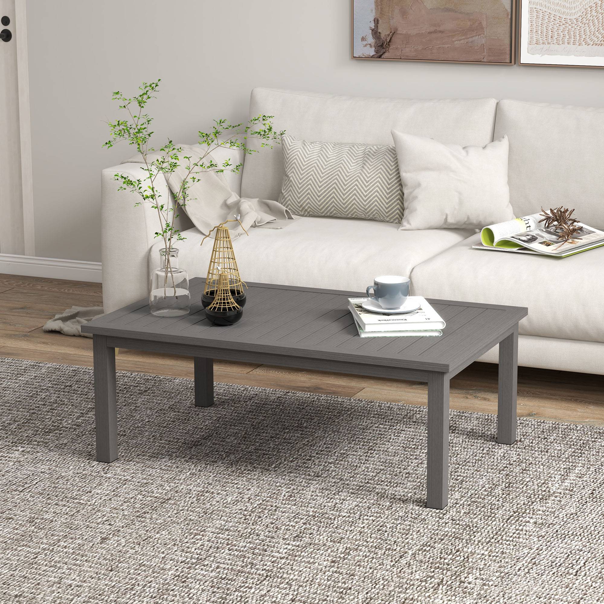 PANGIVO - Table basse de jardin aluminium marron 100 x 60 x 37 cm - PANGIVO - Image 4