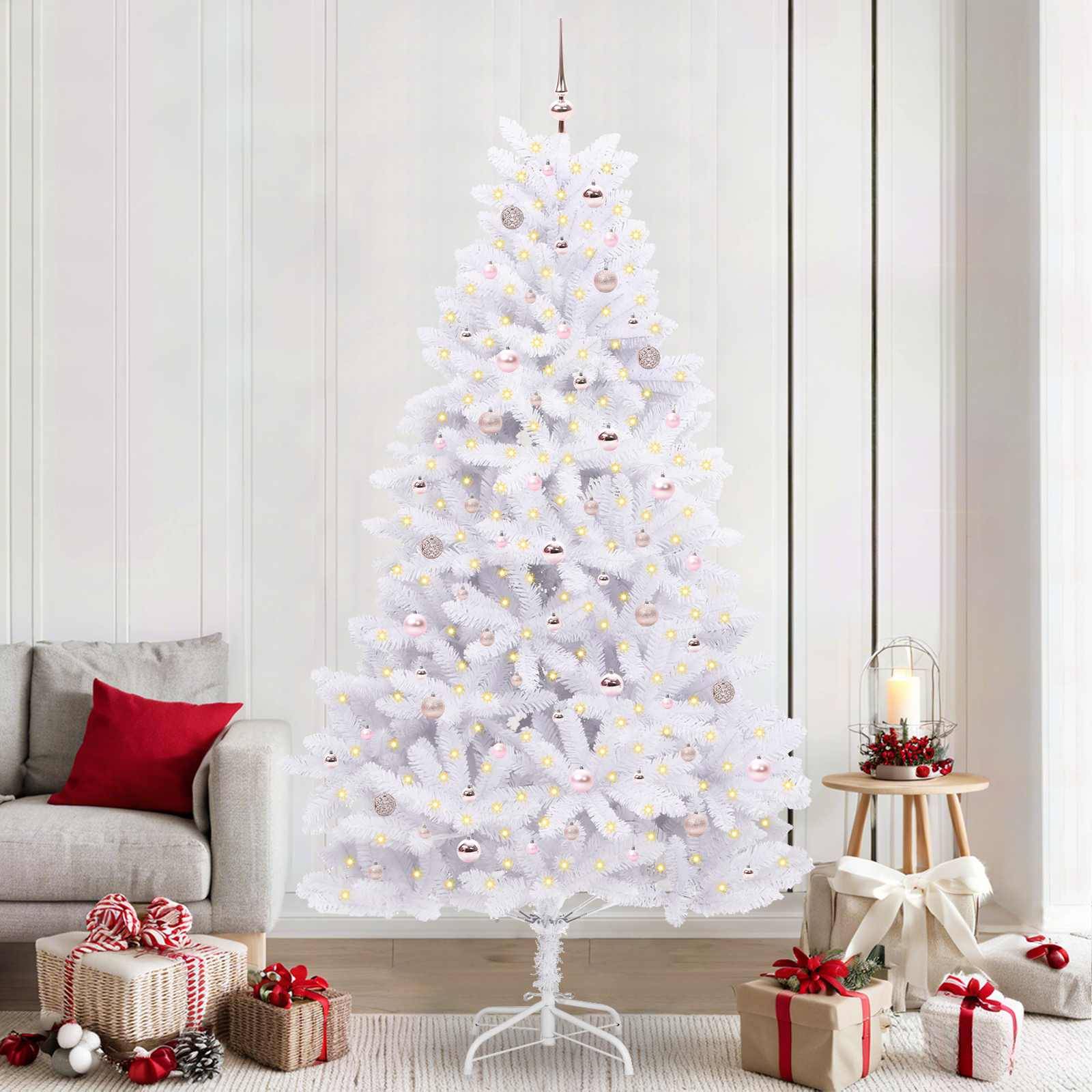 Sapin de Noël | Arbre de Noël Artificiel à Branches Articulées Blanc 240 cm Maison Chic - Image 2