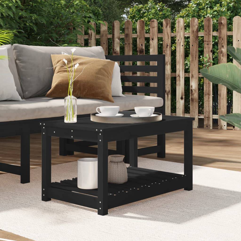 Table de Salon de Jardin Noire avec Étagère 82,5x50,5cm en Bois de Pin – ComfortXL Outdoor Living - Image 1