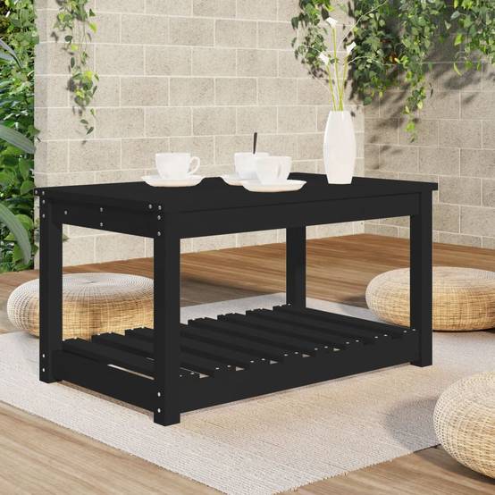 Table de Salon de Jardin Noire avec Étagère 82,5x50,5cm en Bois de Pin – ComfortXL Outdoor Living - Image 3