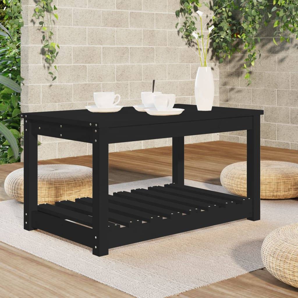 Table de Salon de Jardin Noire avec Étagère 82,5x50,5cm en Bois de Pin – ComfortXL Outdoor Living - Image 3