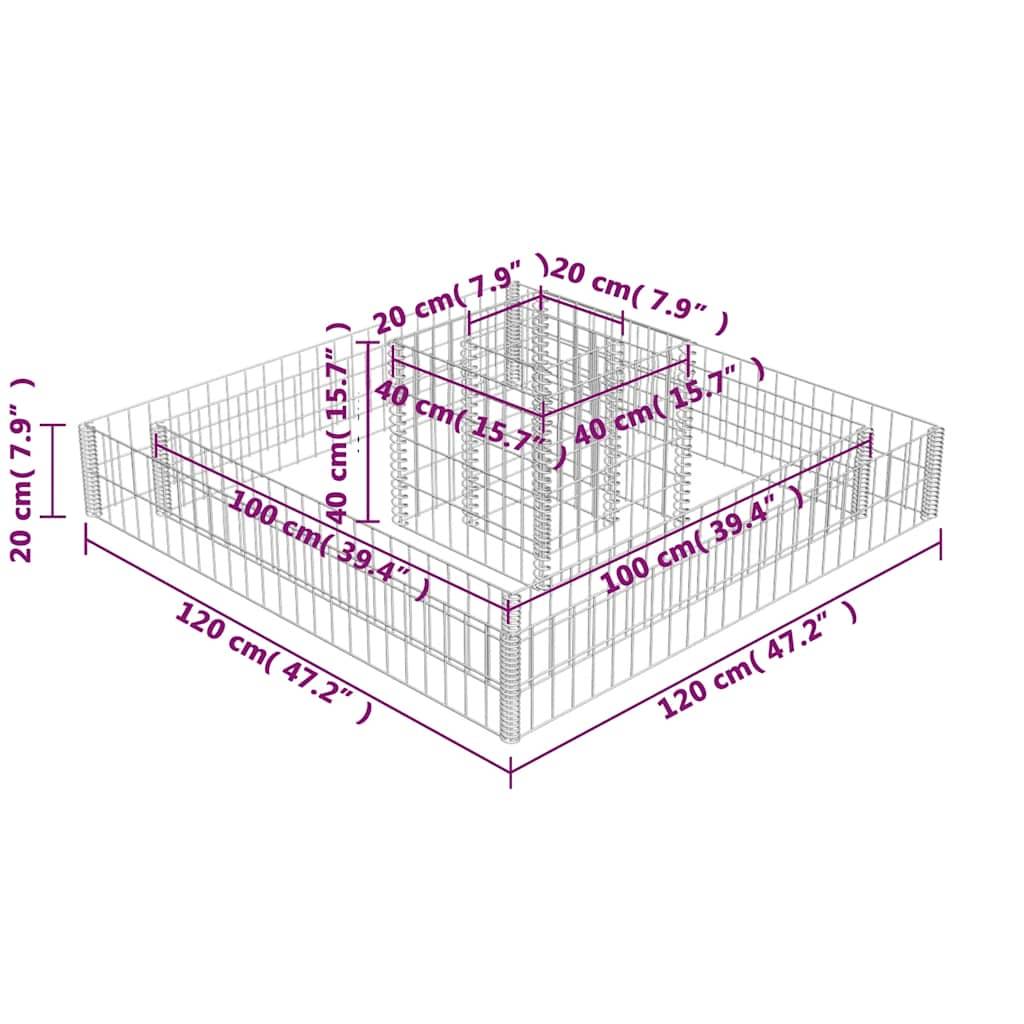 PANGIVO - Jardinière en gabion Acier galvanisé 120 x 120 x 20 cm - PANGIVO - Image 7