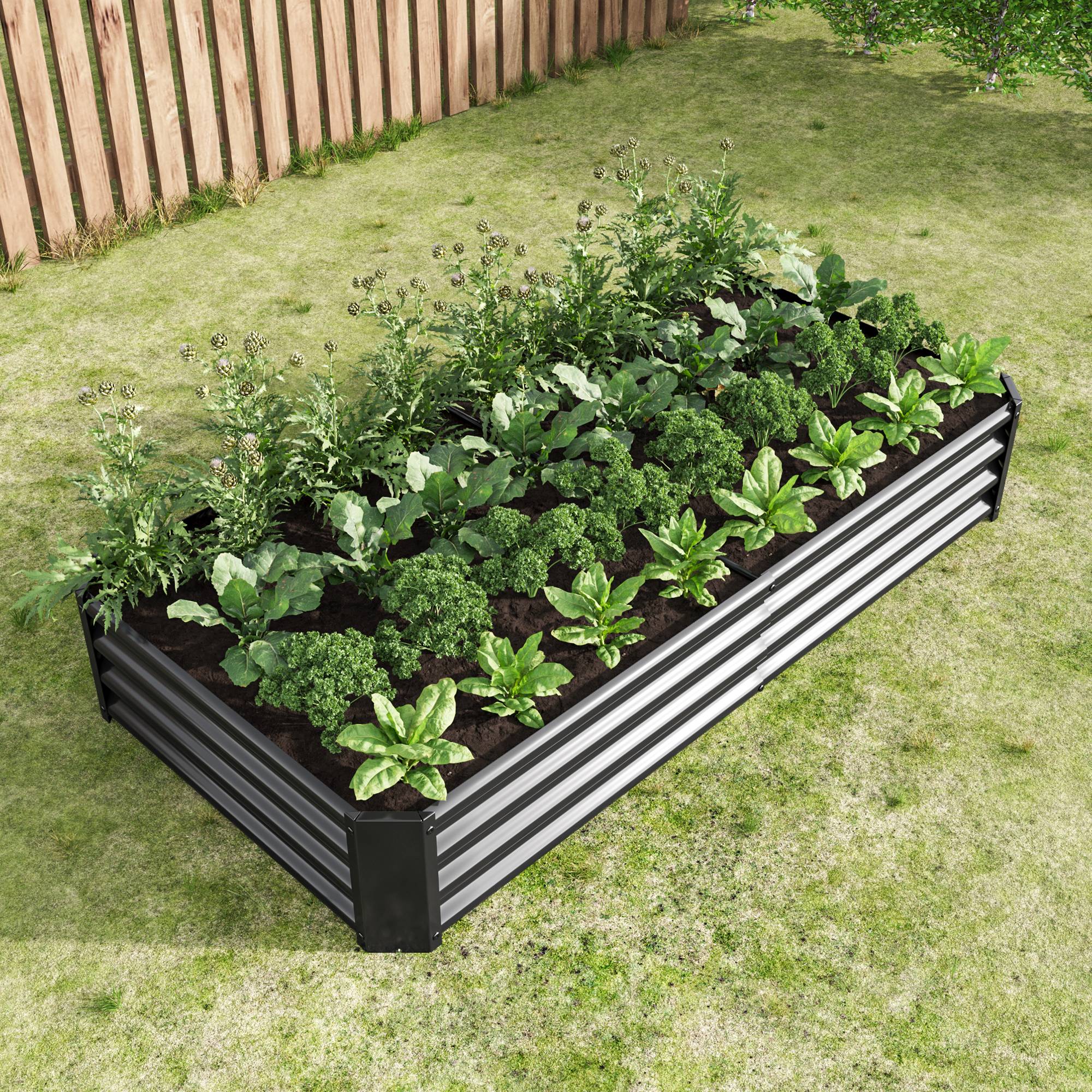 ComfortXL - Carré Potager Métal Acier Galvanisé Jardin Légumes Fleurs 180x90cm Noir - ComfortXL Outdoor Living - Image 8
