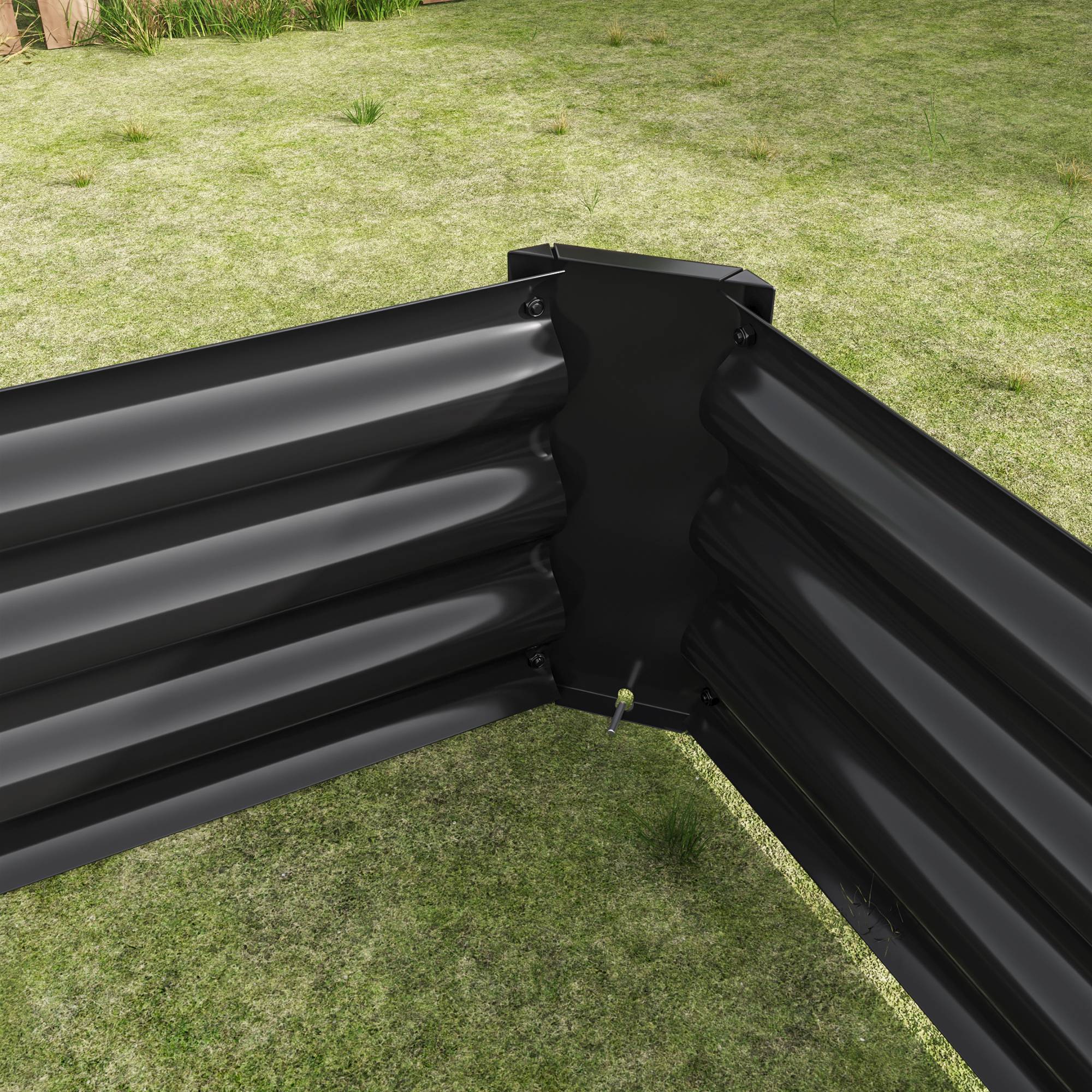 ComfortXL - Carré Potager Métal Acier Galvanisé Jardin Légumes Fleurs 180x90cm Noir - ComfortXL Outdoor Living - Image 7