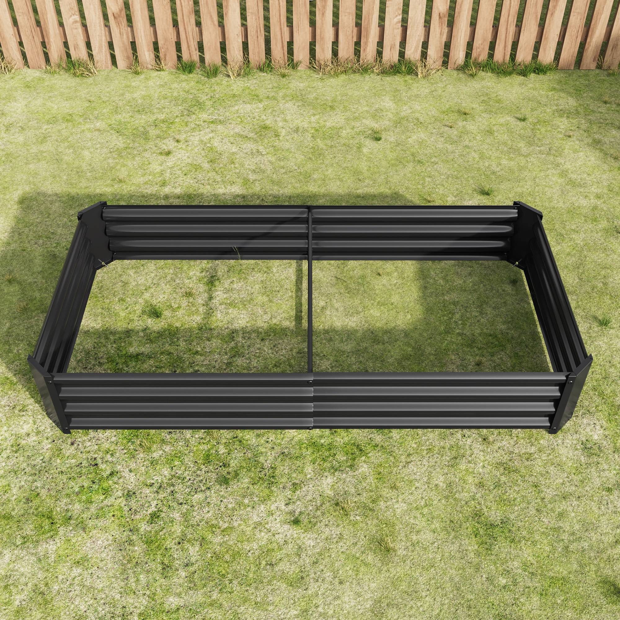 ComfortXL - Carré Potager Métal Acier Galvanisé Jardin Légumes Fleurs 180x90cm Noir - ComfortXL Outdoor Living - Image 4