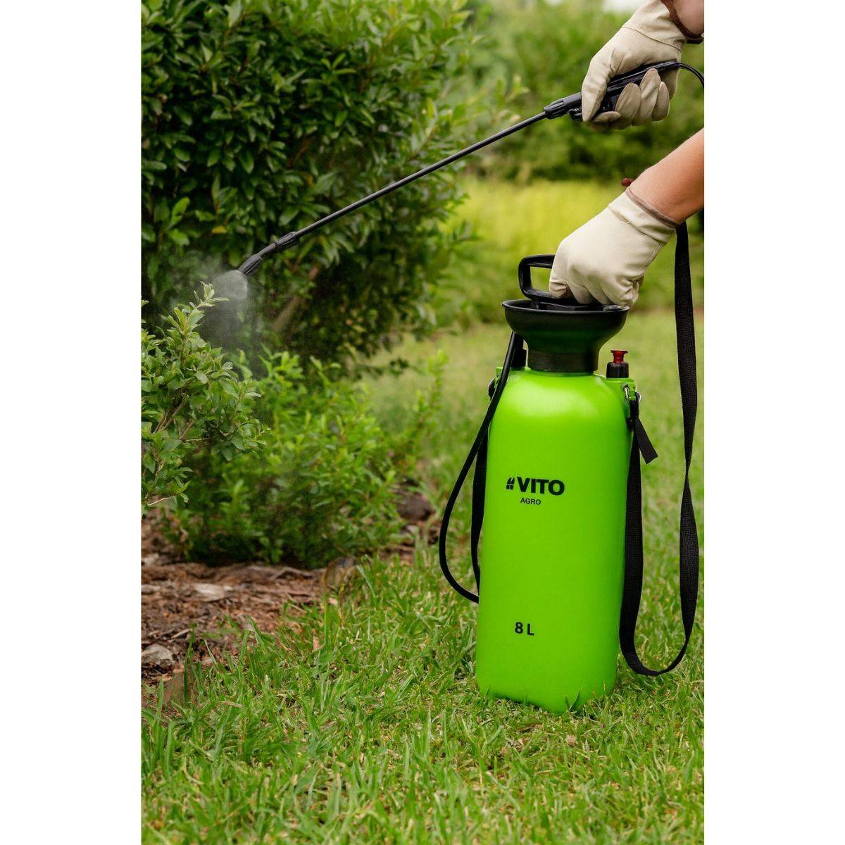 Pulvérisateur de Jardin 8L + Lance 60cm poignée tuyau 1.20m - Pulvérisateur à main Spray et Jet VITO - Image 8