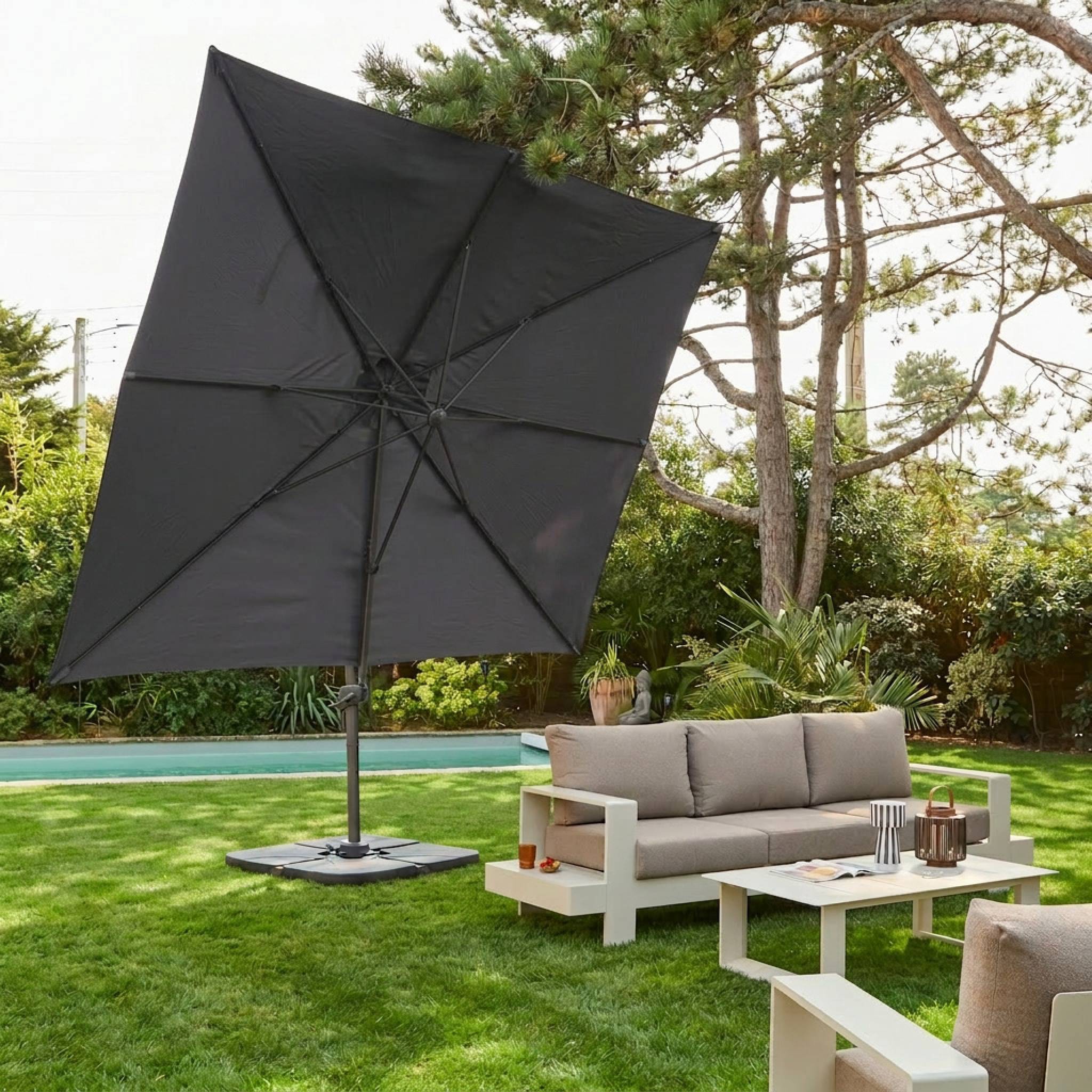 sweeek - Parasol déporté rectangulaire 3x4m – Antibes – gris – parasol déporté. inclinable. rabattable et rotatif à 360° | sweeek - Image 5