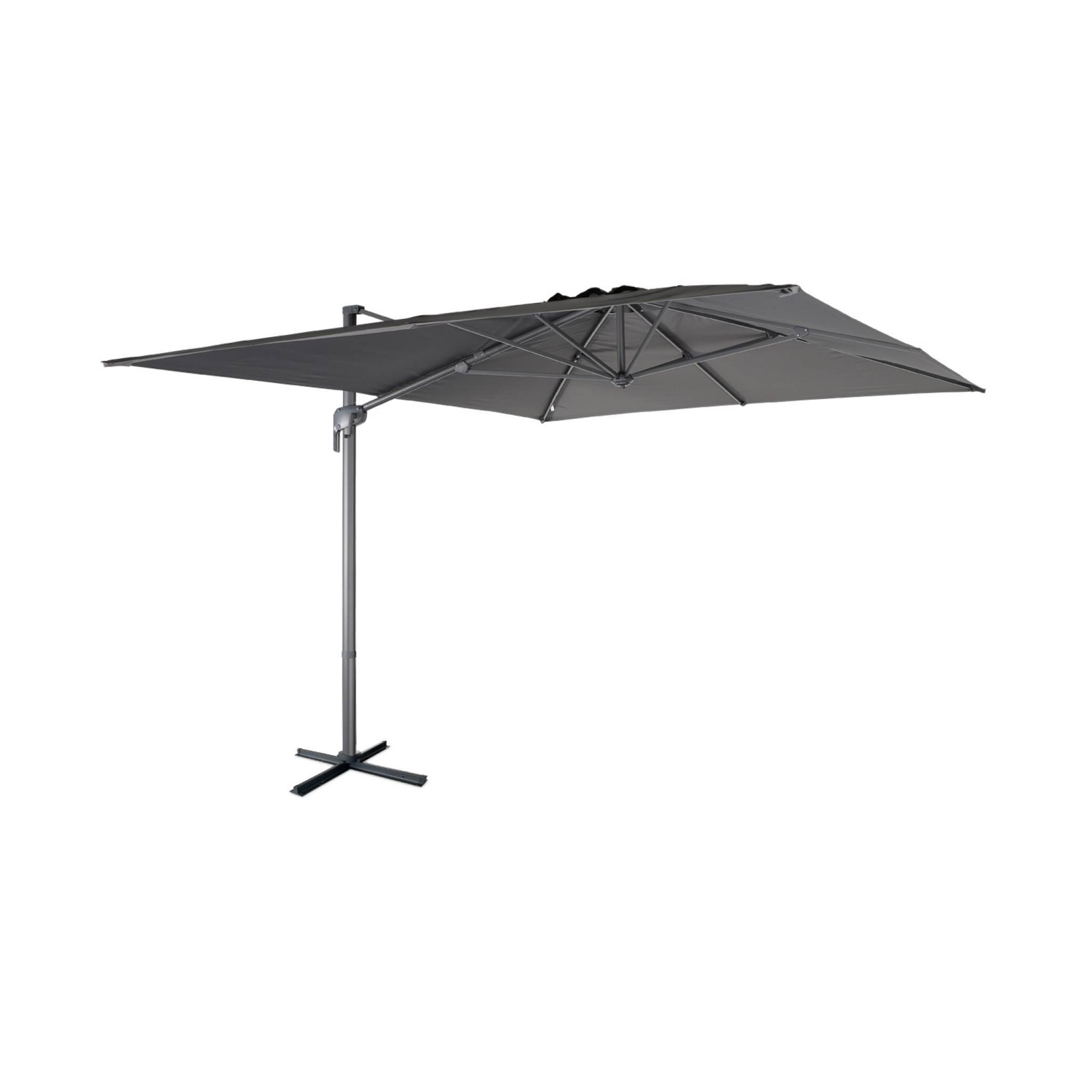 Parasol déporté rectangulaire 3x4m – Antibes – gris – parasol déporté. inclinable. rabattable et rotatif à 360° | sweeek - Image 1