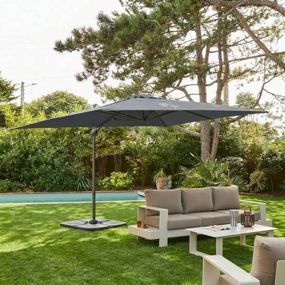 sweeek - Parasol déporté rectangulaire 3x4m – Antibes – gris – parasol déporté. inclinable. rabattable et rotatif à 360° | sweeek - Image 4