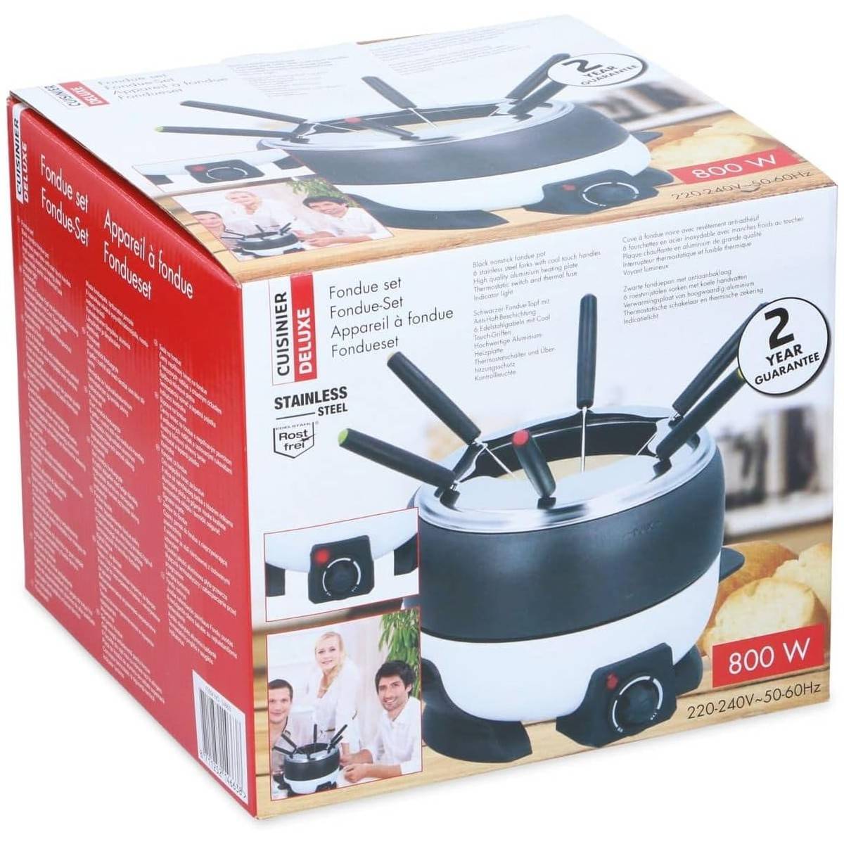 Appareil à fondue électrique 6 pers.800W Cuve 2L Anti-adhésif + 6 Fourchettes Inox Cuisinier DELUXE - Image 6