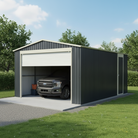 X-Metal - Garage métal 15,14m² porte enroulable acier galvanisé X-METAL anthracite - Image 1