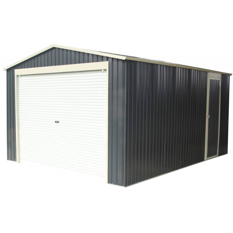 Garage métal 15,14m² porte enroulable acier galvanisé X-METAL anthracite - Image 2