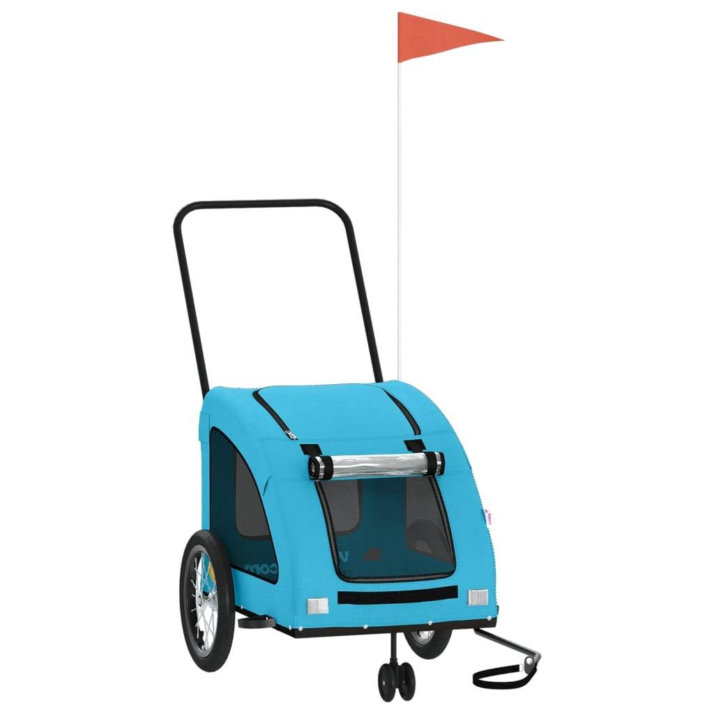 Remorque de vélo pour animaux tissu Oxford et fer bleu 124.5 x 63.5 x 66 cm - PANGIVO - Image 2