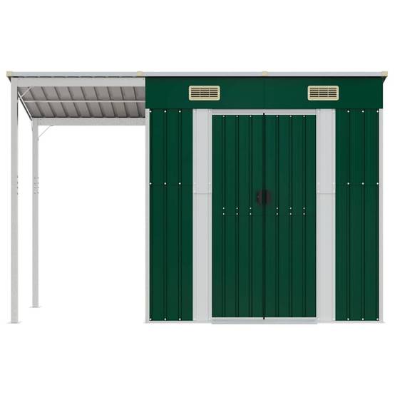 Abri Jardin Métal Acier Galvanisé Bûcher Rangement Extérieur 277x107cm Vert - ComfortXL Outdoor Living - Image 3