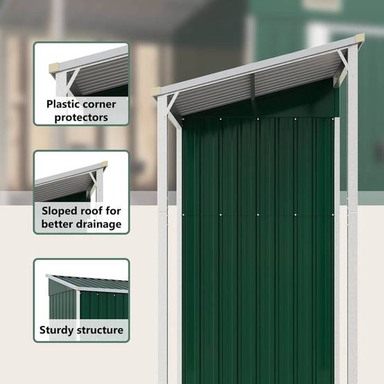 Abri Jardin Métal Acier Galvanisé Bûcher Rangement Extérieur 277x107cm Vert - ComfortXL Outdoor Living - Image 10