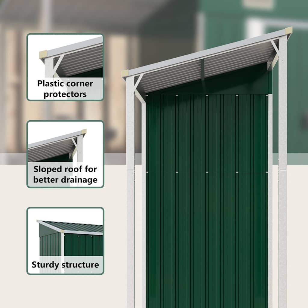 Abri Jardin Métal Acier Galvanisé Bûcher Rangement Extérieur 277x107cm Vert - ComfortXL Outdoor Living - Image 10