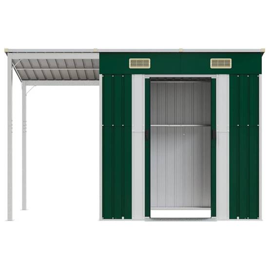 Abri Jardin Métal Acier Galvanisé Bûcher Rangement Extérieur 277x107cm Vert - ComfortXL Outdoor Living - Image 4