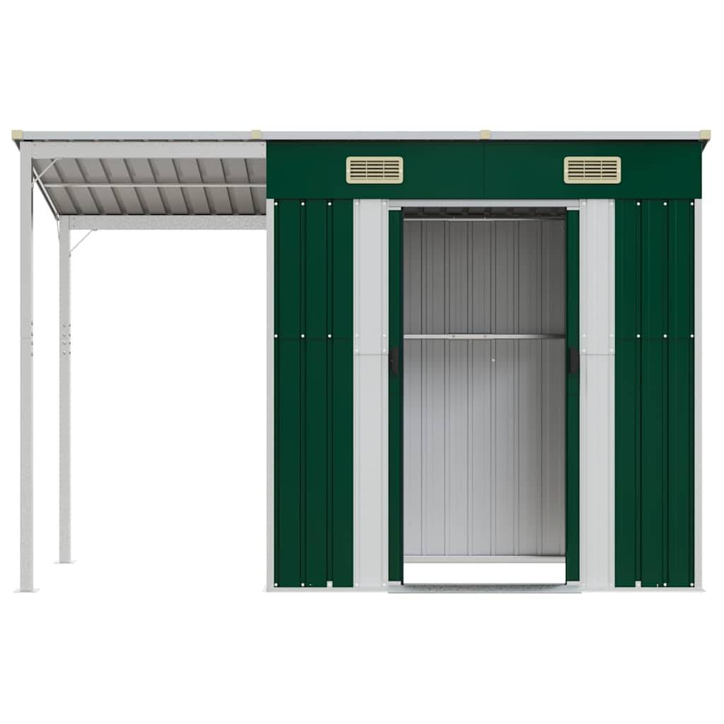 Abri Jardin Métal Acier Galvanisé Bûcher Rangement Extérieur 277x107cm Vert - ComfortXL Outdoor Living - Image 4