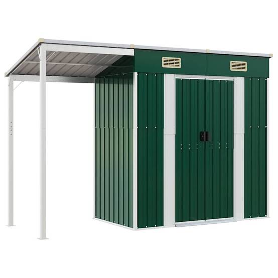 Abri Jardin Métal Acier Galvanisé Bûcher Rangement Extérieur 277x107cm Vert - ComfortXL Outdoor Living - Image 2