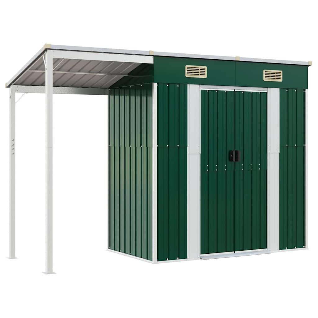 Abri Jardin Métal Acier Galvanisé Bûcher Rangement Extérieur 277x107cm Vert - ComfortXL Outdoor Living - Image 2